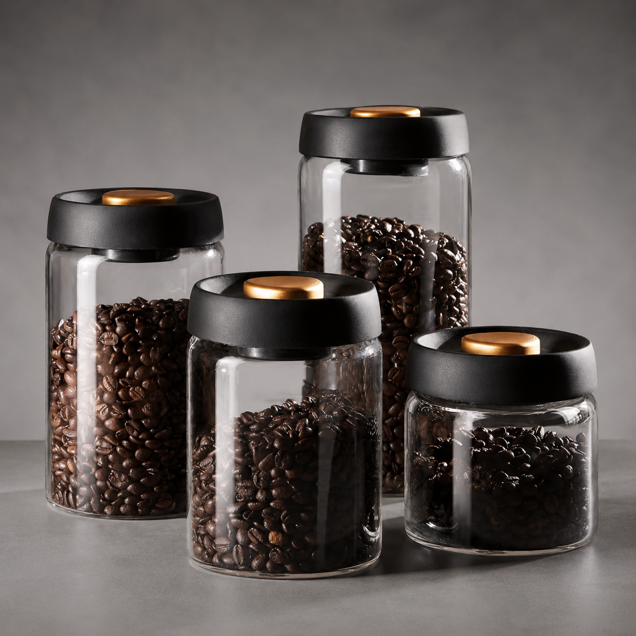 Glas-Kaffeedose mit Vakuumverschluss