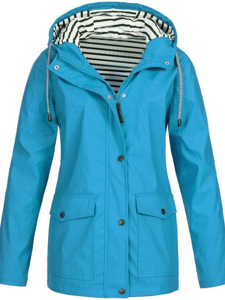 Women's Trench Coat – Windproof, With Hood & With Zipper