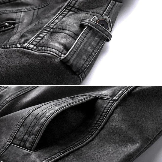 Men's Vegan Leather Jacket – Cruelty-free Material, Stand-up Collar & Front Zipper