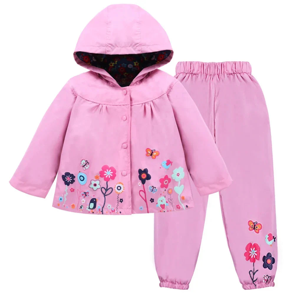 Kids' Rain Jacket Set with Trousers – Waterproof, Windproof & Hooded