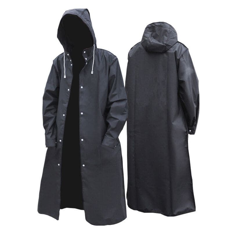 Herren Lange Regenjacke – Wasserdicht, Gefüttert & Mit Kapuze