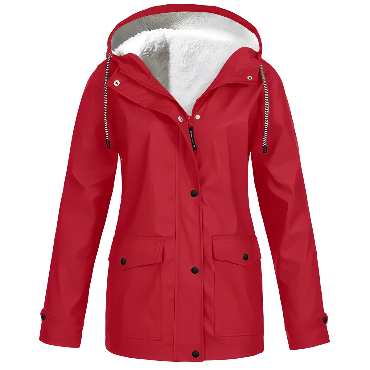 Damen Fleecegefütterte Regenjacke – Wasserdicht, Warm & Mit Reverskragen
