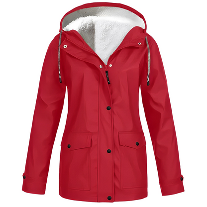 Damen Fleecegefütterte Regenjacke – Wasserdicht, Warm & Mit Reverskragen