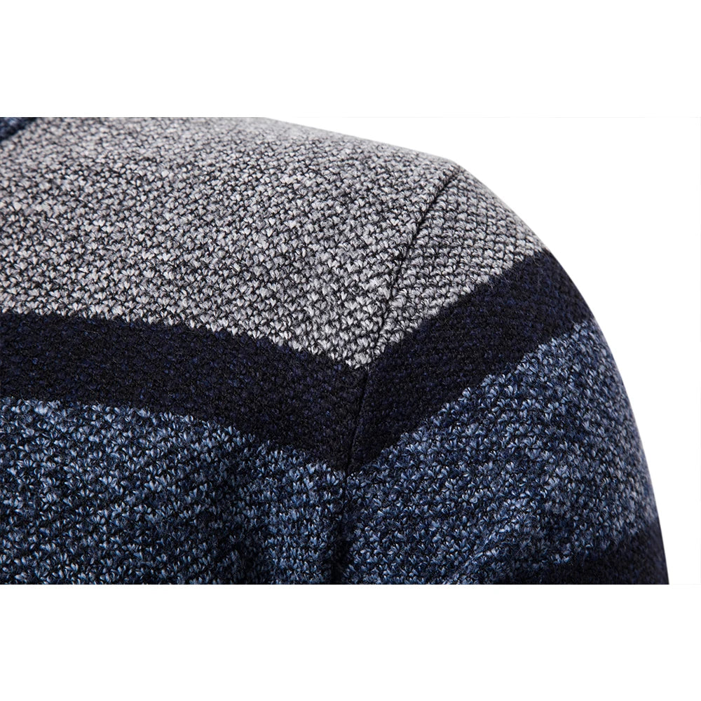 Men's Striped Cardigan – Slim Fit & Warm