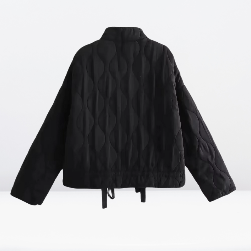 Damen Steppjacke mit Taillenkordelzug, Reißverschluss und langen Ärmeln