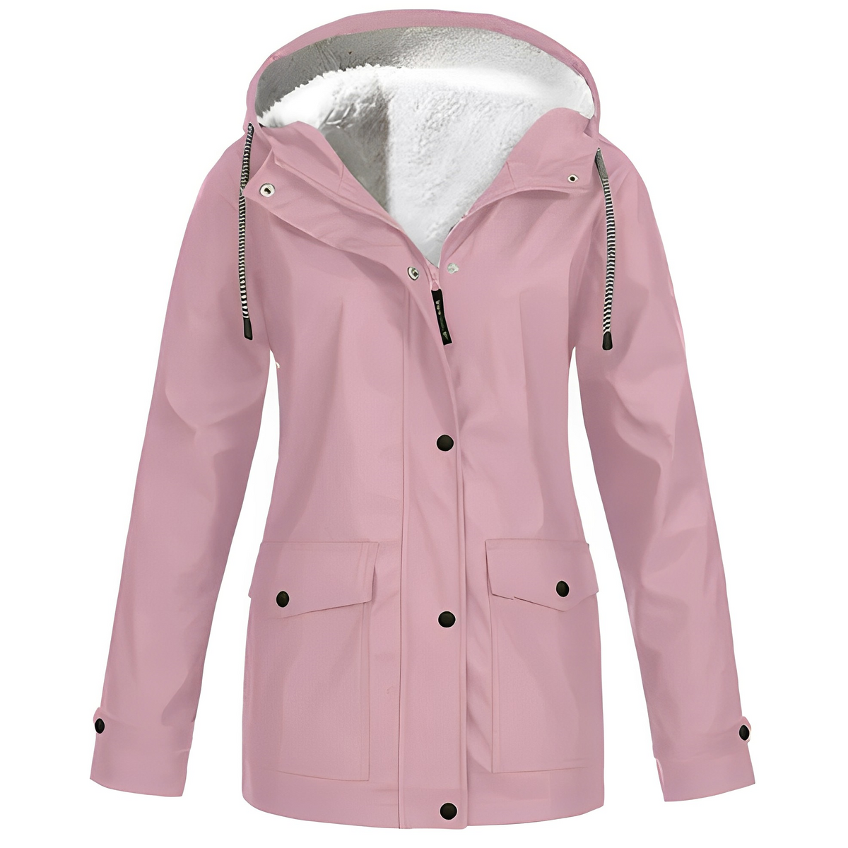Damen Fleecegefütterte Regenjacke – Wasserdicht, Warm & Mit Reverskragen