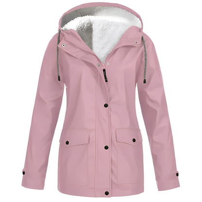 Damen Fleecegefütterte Regenjacke – Wasserdicht, Warm & Mit Reverskragen