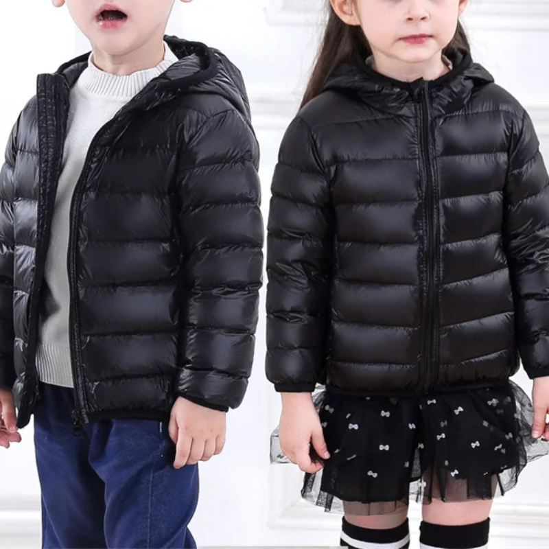 Kids' Rain Jacket Cartoon Design – Waterproof, Down-Lined & Warm