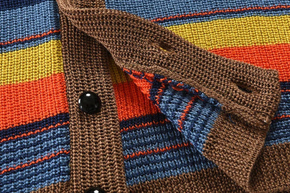 Multicolored Men's Cardigan – Buttons & Warm