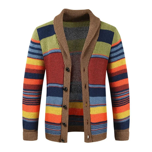 Mehrfarbige Strickjacke Herren – Knöpfe & Warm