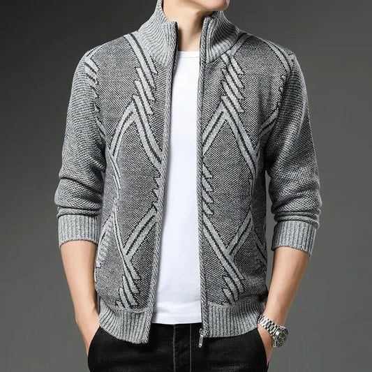 Striped Unisex Fleece Vest – Stand-up Collar & Full-length Zipper