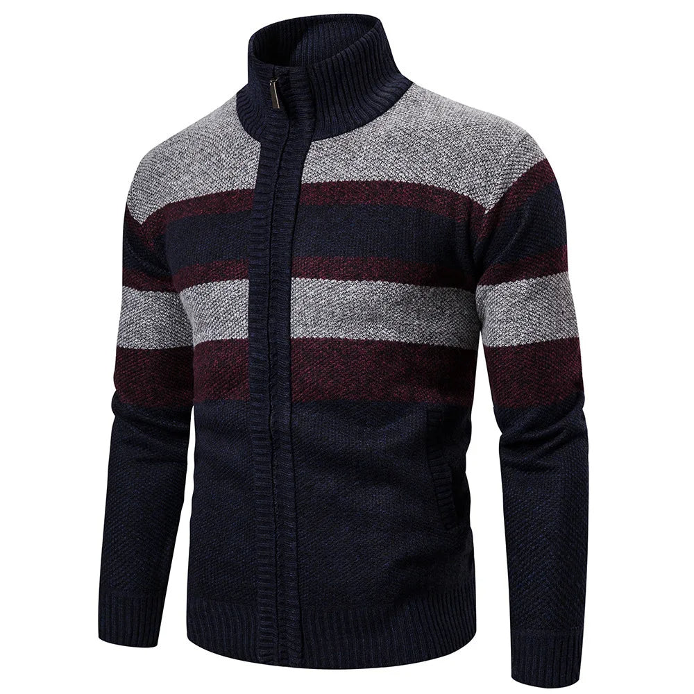 Men's Striped Cardigan – Slim Fit & Warm