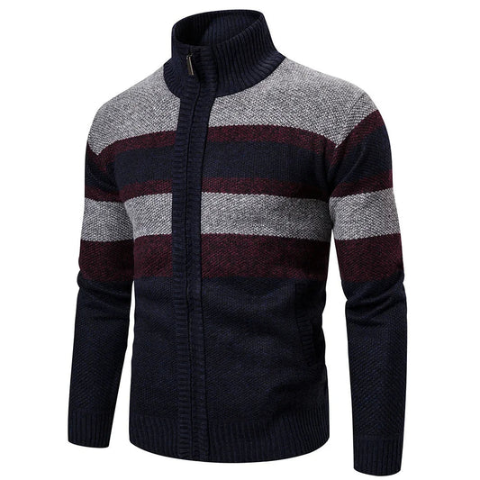 Men's Striped Cardigan – Slim Fit & Warm