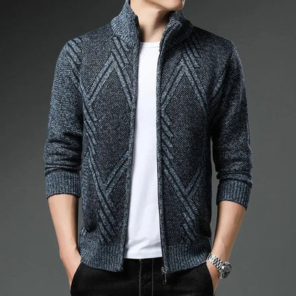 Striped Unisex Fleece Vest – Stand-up Collar & Full-length Zipper