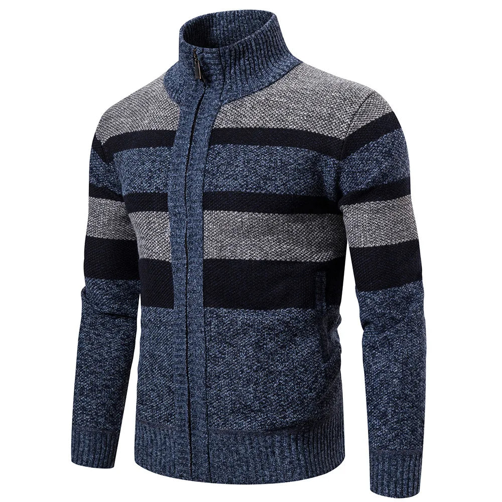 Men's Striped Cardigan – Slim Fit & Warm