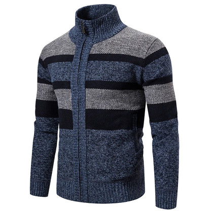 Men's Striped Cardigan – Slim Fit & Warm