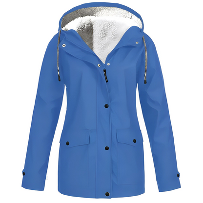 Damen Fleecegefütterte Regenjacke – Wasserdicht, Warm & Mit Reverskragen