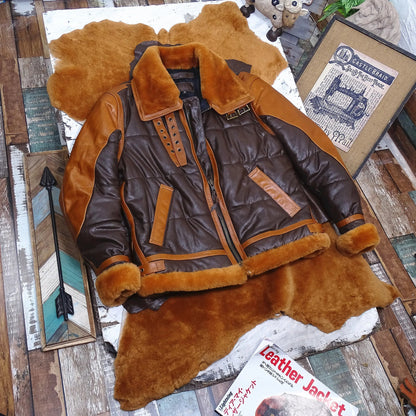 Men's Leather Bomber Jacket – Warm Lining, Ribbed Cuffs & Front Zip