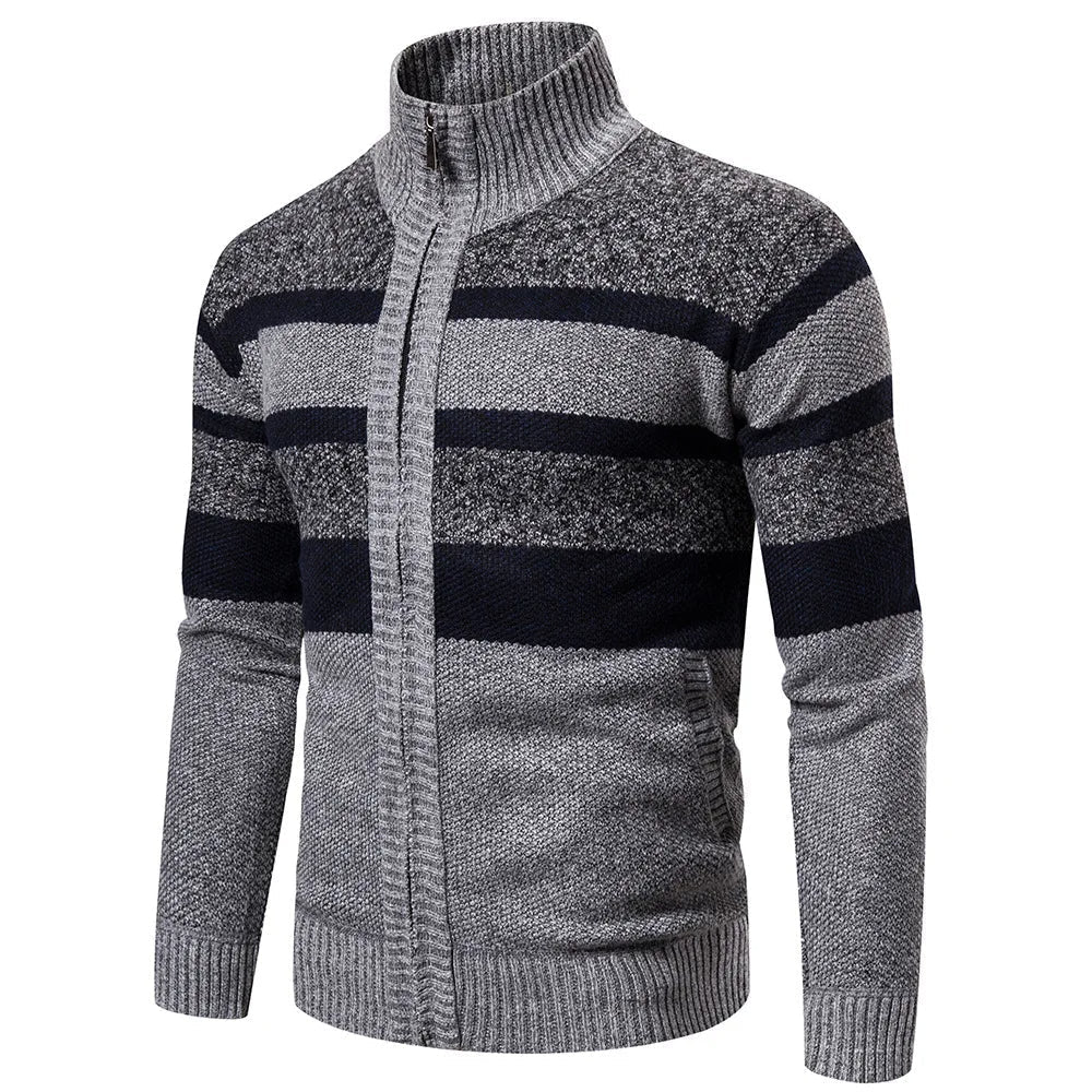 Men's Striped Cardigan – Slim Fit & Warm
