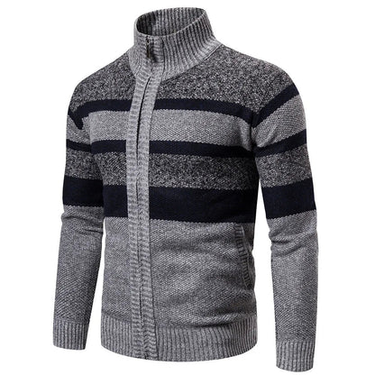 Men's Striped Cardigan – Slim Fit & Warm
