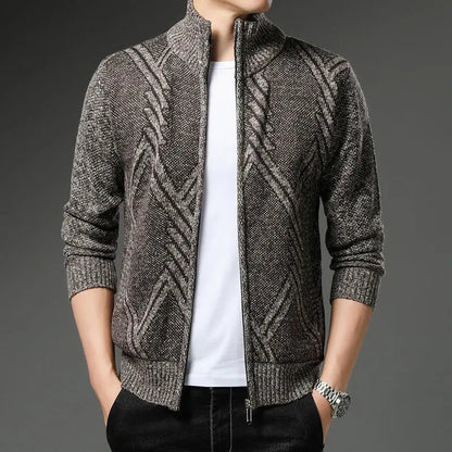 Striped Unisex Fleece Vest – Stand-up Collar & Full-length Zipper