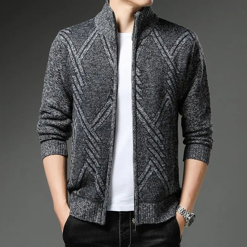 Striped Unisex Fleece Vest – Stand-up Collar & Full-length Zipper