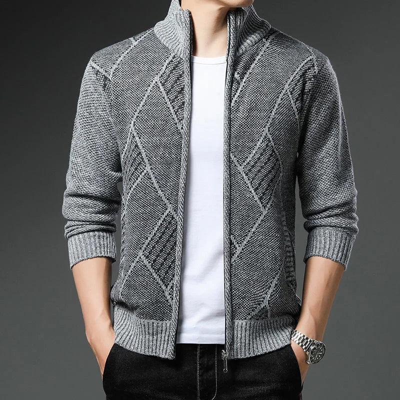Striped Unisex Fleece Vest – Stand-up Collar & Full-length Zipper