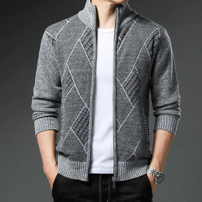 Striped Unisex Fleece Vest – Stand-up Collar & Full-length Zipper