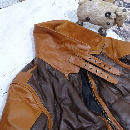 Men's Leather Bomber Jacket – Warm Lining, Ribbed Cuffs & Front Zip