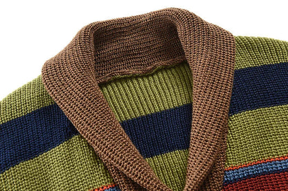 Multicolored Men's Cardigan – Buttons & Warm