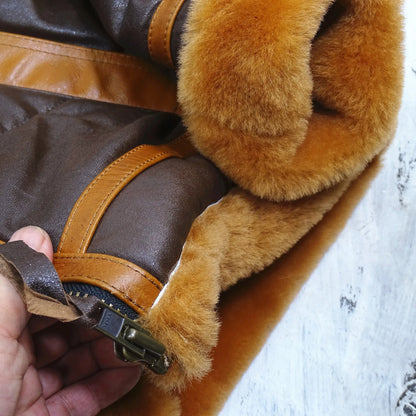 Men's Leather Bomber Jacket – Warm Lining, Ribbed Cuffs & Front Zip
