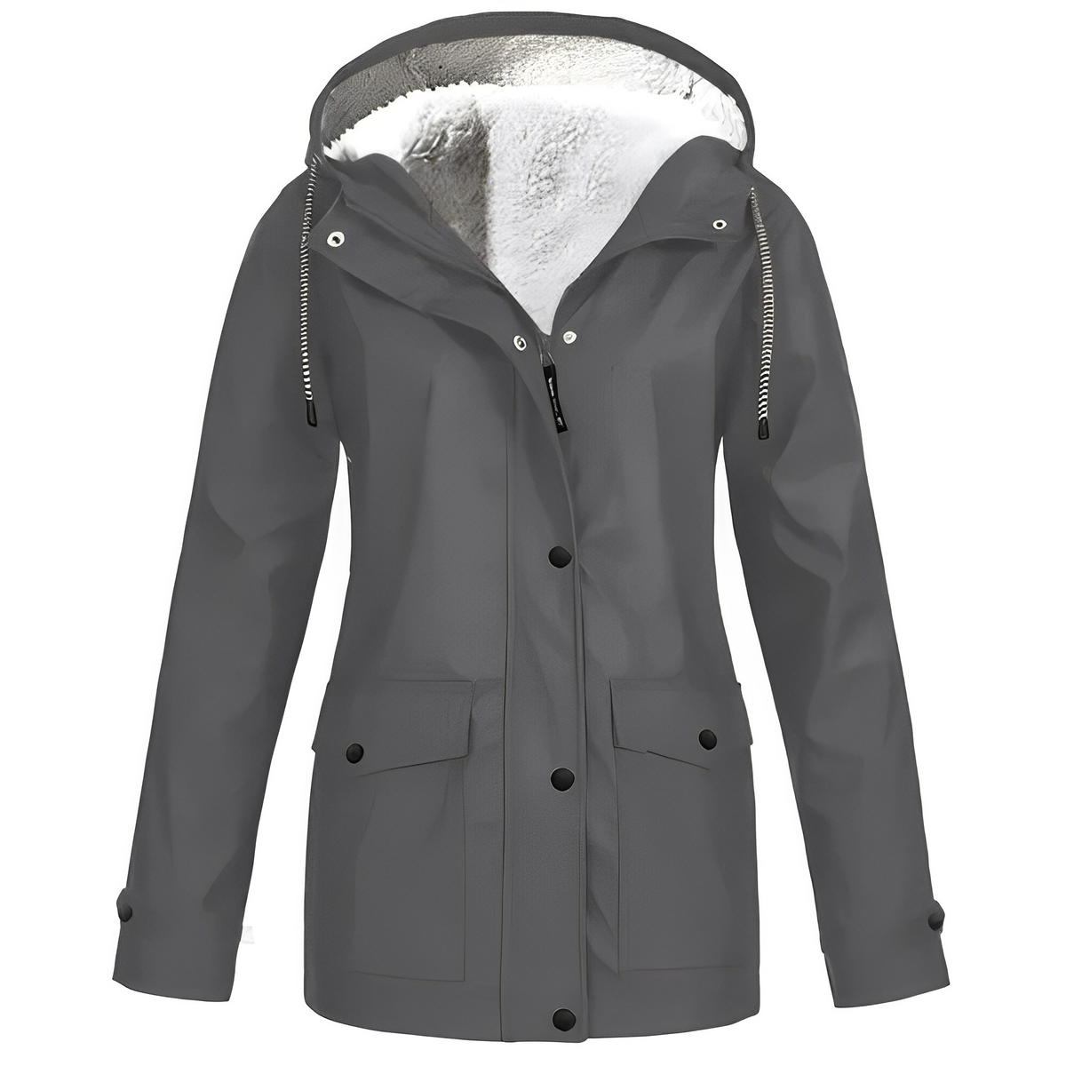 Damen Fleecegefütterte Regenjacke – Wasserdicht, Warm & Mit Reverskragen