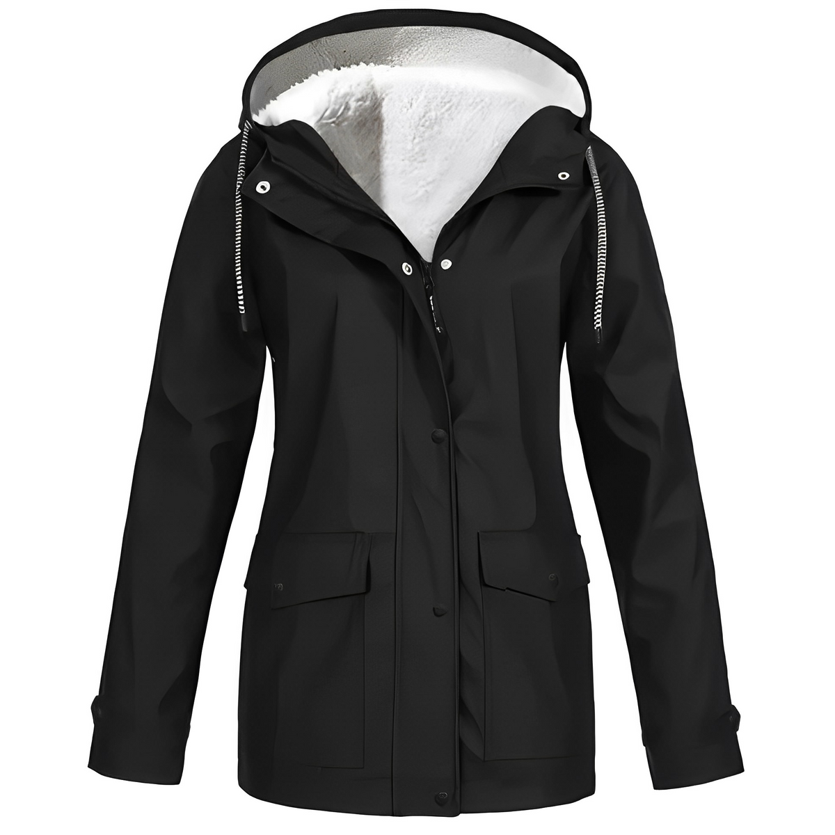 Damen Fleecegefütterte Regenjacke – Wasserdicht, Warm & Mit Reverskragen