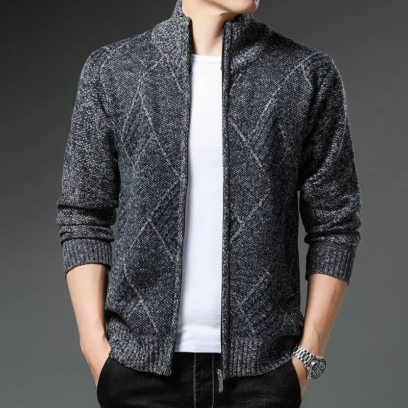Striped Unisex Fleece Vest – Stand-up Collar & Full-length Zipper
