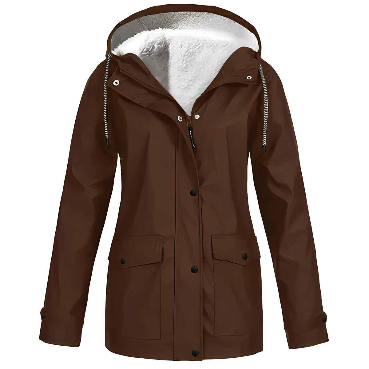 Damen Fleecegefütterte Regenjacke – Wasserdicht, Warm & Mit Reverskragen