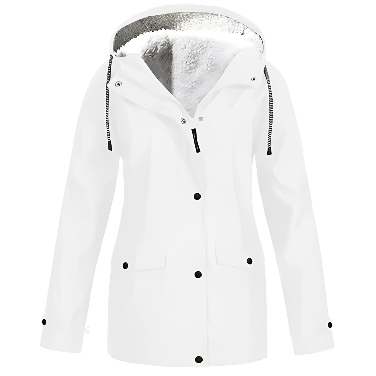 Damen Fleecegefütterte Regenjacke – Wasserdicht, Warm & Mit Reverskragen