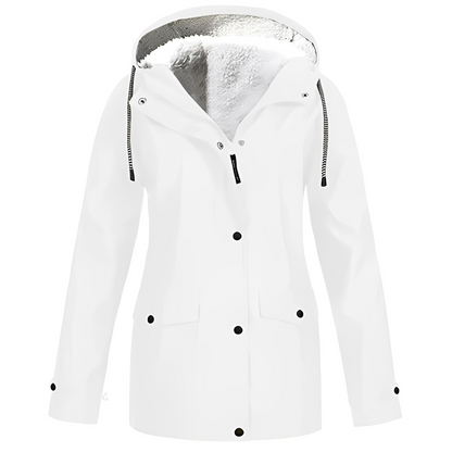 Damen Fleecegefütterte Regenjacke – Wasserdicht, Warm & Mit Reverskragen