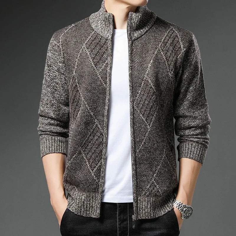 Striped Unisex Fleece Vest – Stand-up Collar & Full-length Zipper