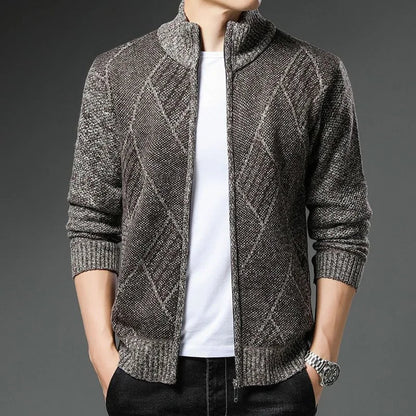 Striped Unisex Fleece Vest – Stand-up Collar & Full-length Zipper