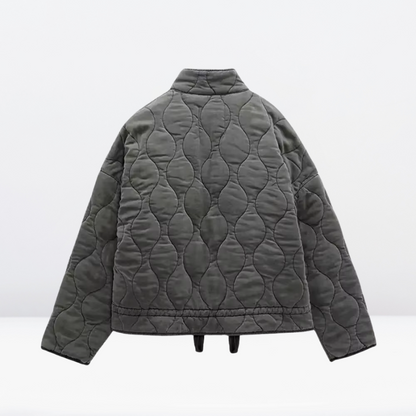 Damen Steppjacke mit Taillenkordelzug, Reißverschluss und langen Ärmeln