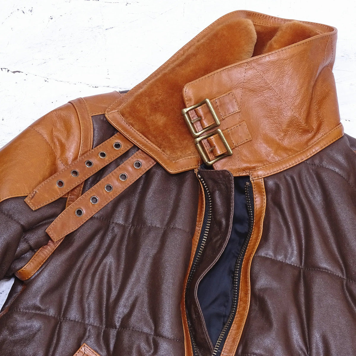 Men's Leather Bomber Jacket – Warm Lining, Ribbed Cuffs & Front Zip