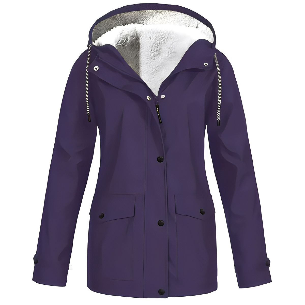 Damen Fleecegefütterte Regenjacke – Wasserdicht, Warm & Mit Reverskragen