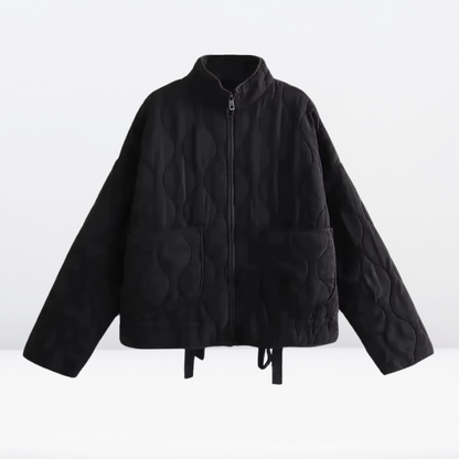 Damen Steppjacke mit Taillenkordelzug, Reißverschluss und langen Ärmeln
