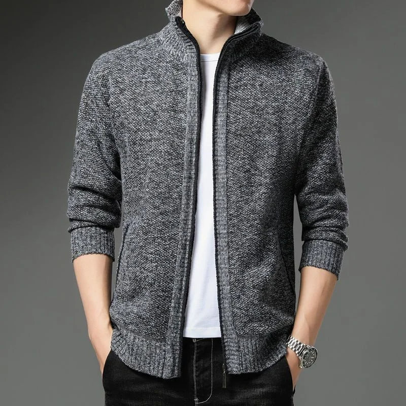 Striped Unisex Fleece Vest – Stand-up Collar & Full-length Zipper