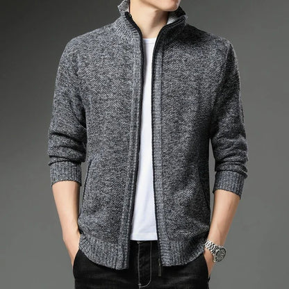 Striped Unisex Fleece Vest – Stand-up Collar & Full-length Zipper