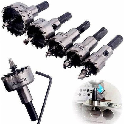 Metallbohrer-Set HSS 5-teilig – Karbid-Spitze für Metall, Holz & Kunststoff