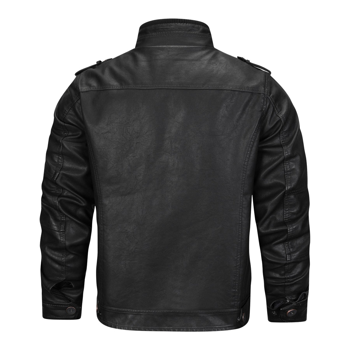 Men's Vegan Leather Jacket – Cruelty-free Material, Stand-up Collar & Front Zipper