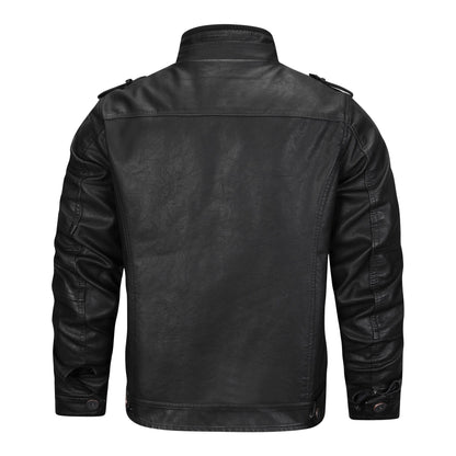Men's Vegan Leather Jacket – Cruelty-free Material, Stand-up Collar & Front Zipper