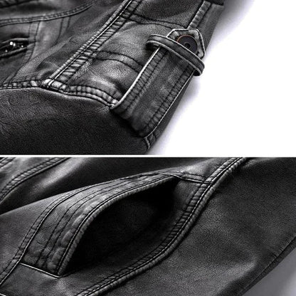 Men's Vegan Leather Jacket – Cruelty-free Material, Stand-up Collar & Front Zipper