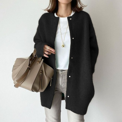Cardigan Damen Oversized – Knopfleiste, Aufgesetzte Taschen & Warm